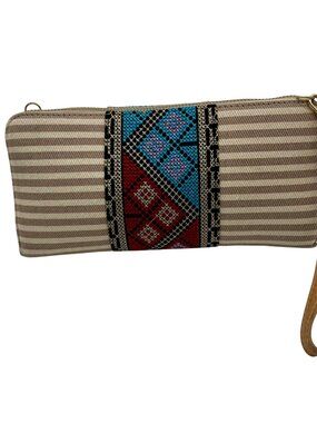 MMS Brands Tan and Cream Striped Wallet